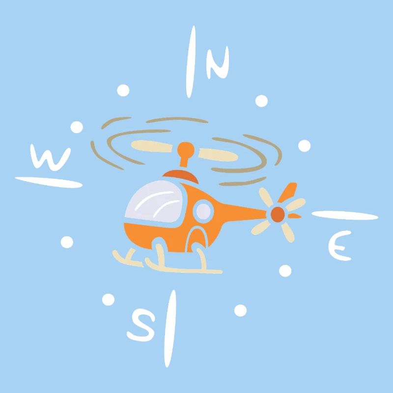 Cartoon Helikopter mit Kompass Design
