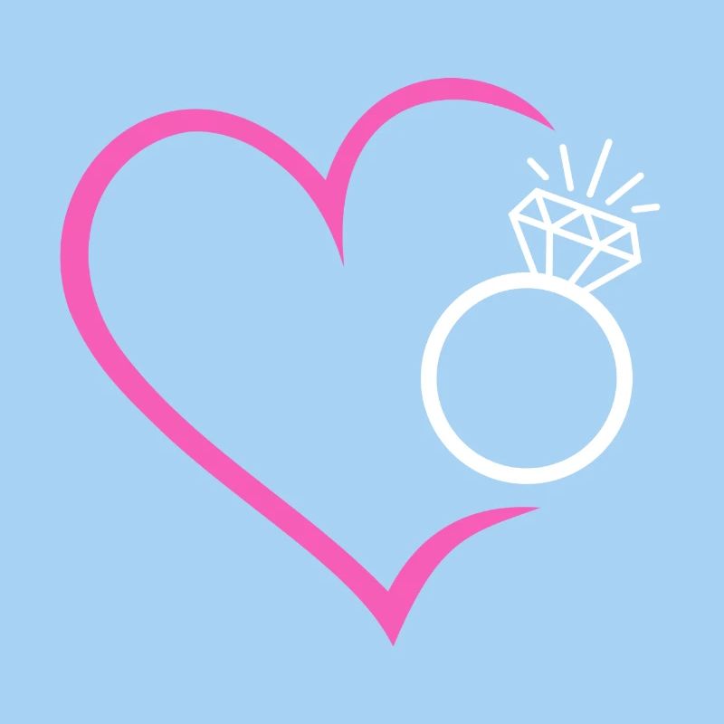 Heart with diamond ring, wedding ring, wedding ring, bride