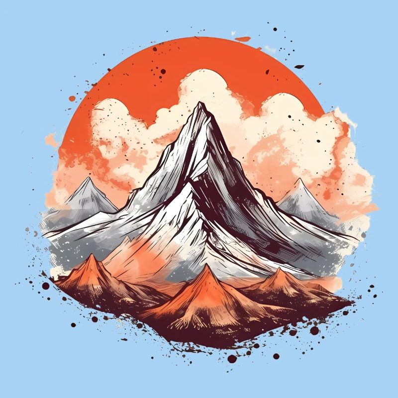 Majestic mountain peak with sunset