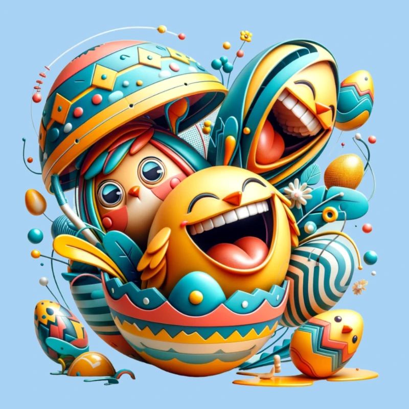 Easter graphic design in Mixed Dimensions style