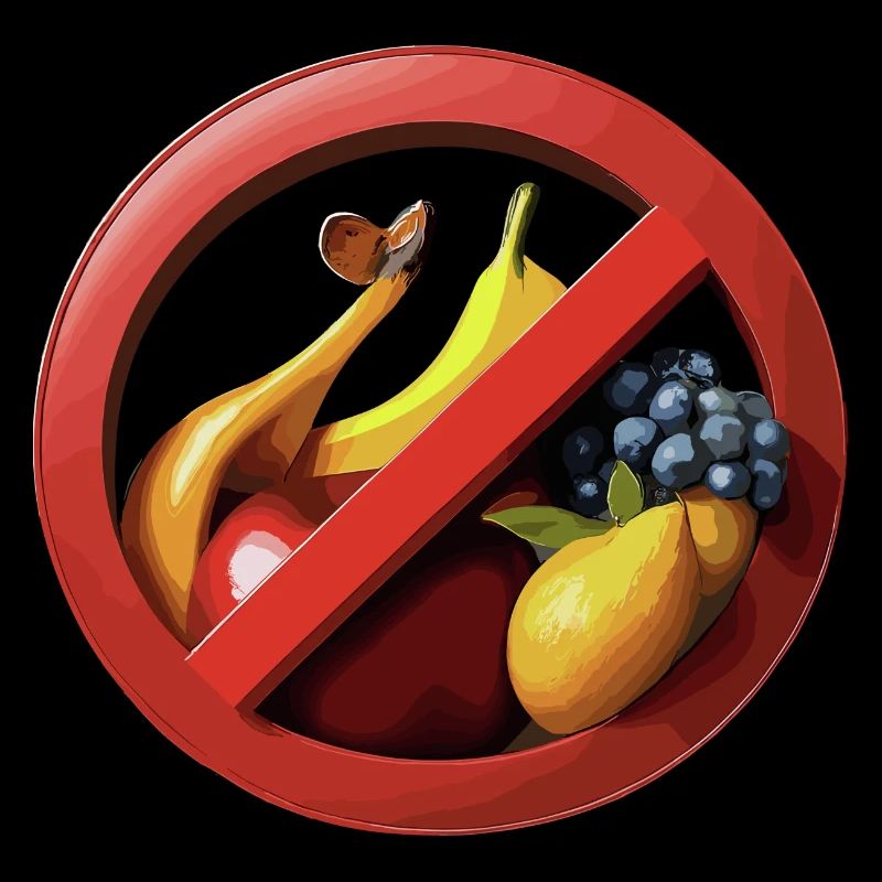Obstverzicht mit Verbotszeichen