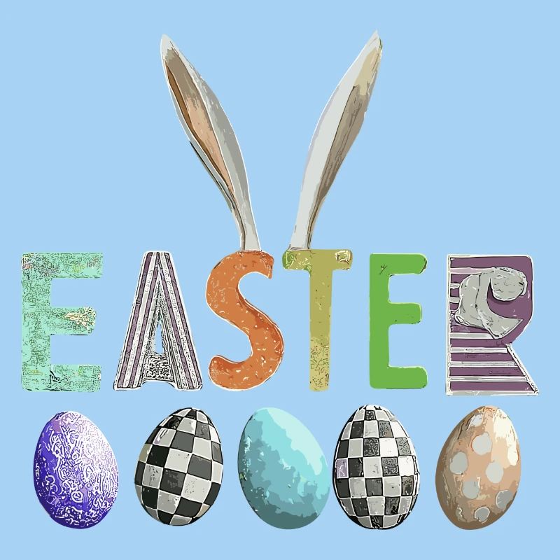 Osterdesign mit bunter Eierfamilie