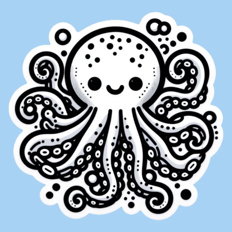 Krake Octopus weiß Sticker