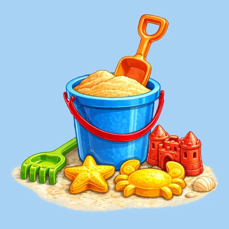 Jouets de plage dans le sable au bord de la mer