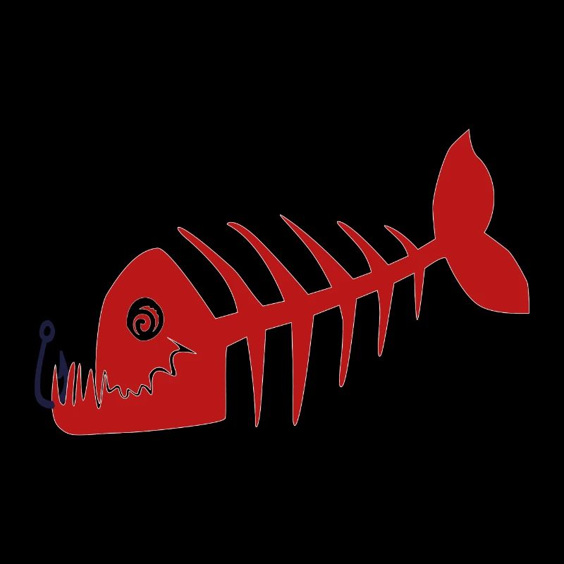 Freaky bad pirate fish skeleton. Red color