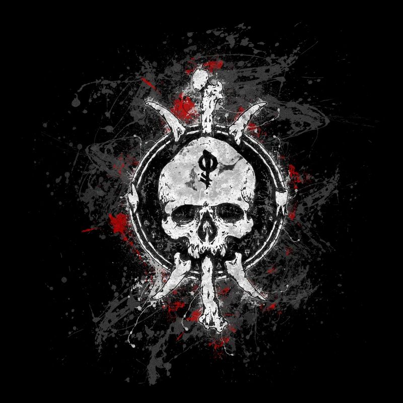 Gothic Death Skull Paint Splatter Art