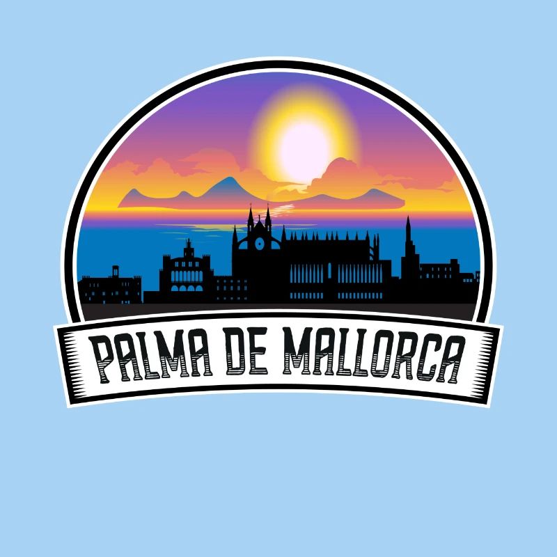 Palma de Mallorca Spanien Skyline Vintage Sunset Tra