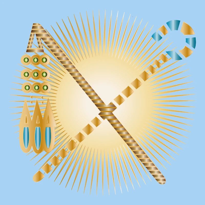 radiant hook & threshing flail pharaohs sceptre