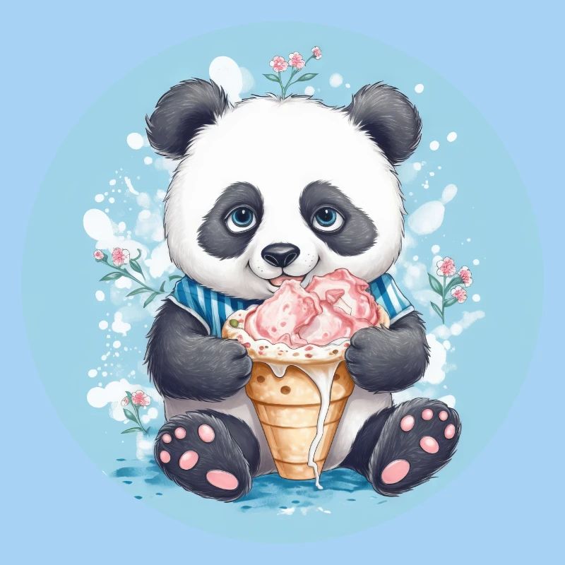 Tollpatschiger Panda - Eis & Blumen Sunset Design