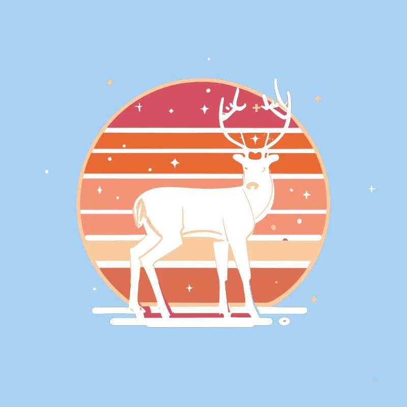 Retro Sunset Deer