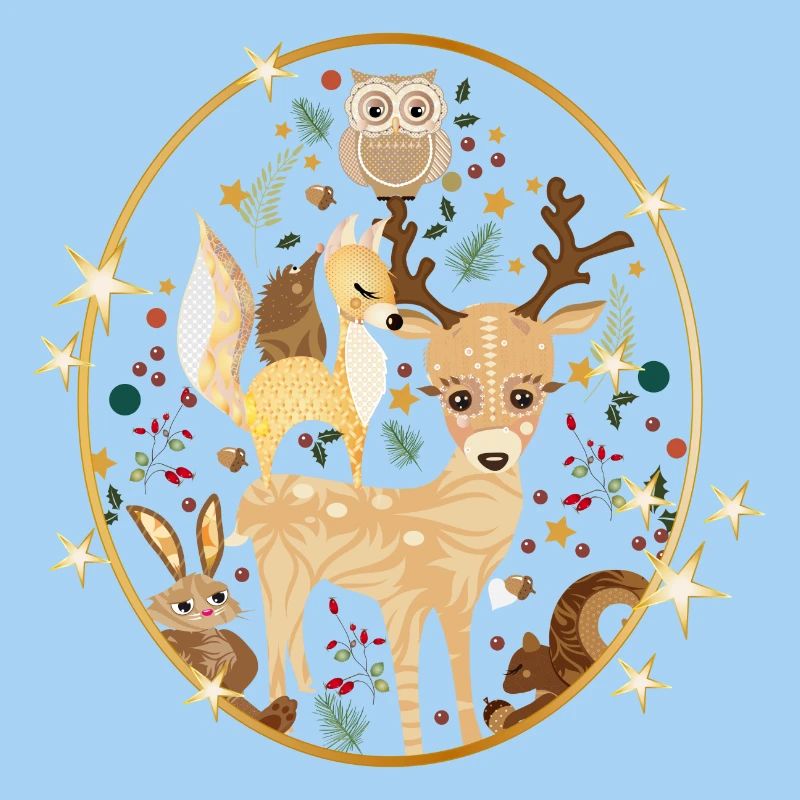 schöne Waldtiere feiern gemeinsam Weihnachten