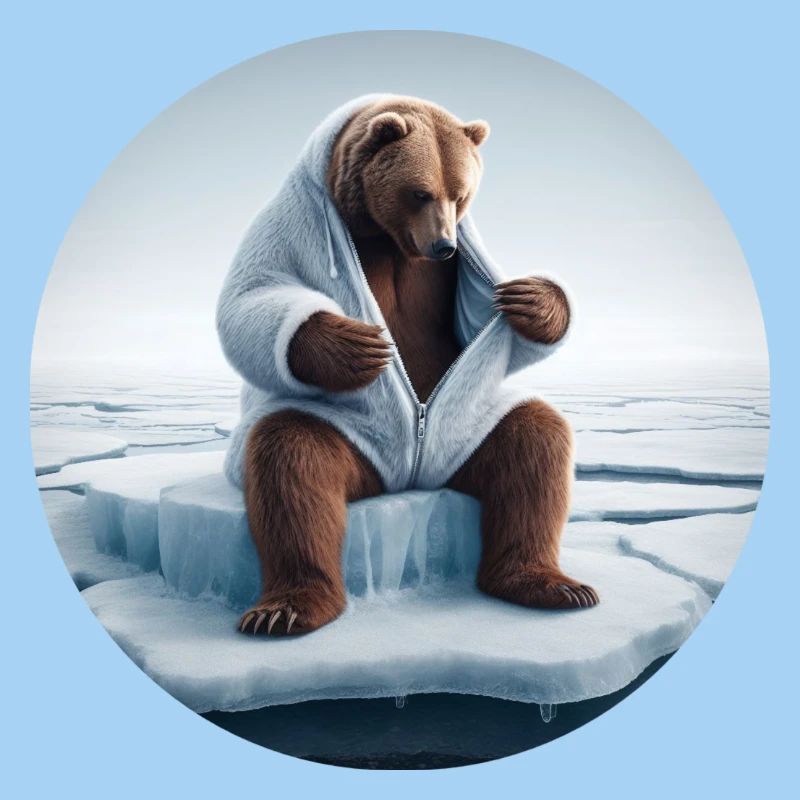 Bär im Schafspelz sitzt auf Scholle