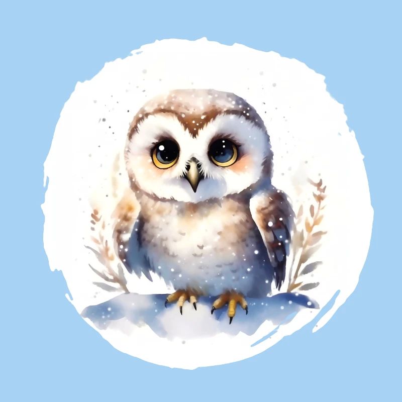 Schnee Eule Aquarell