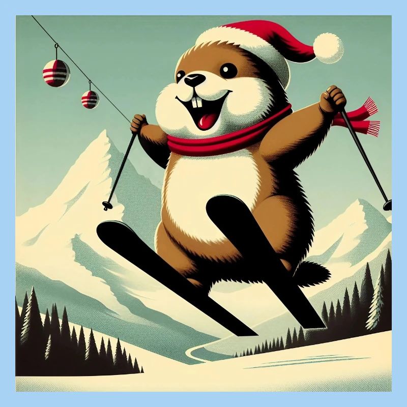 Marmotte Ski Affiche Vintage