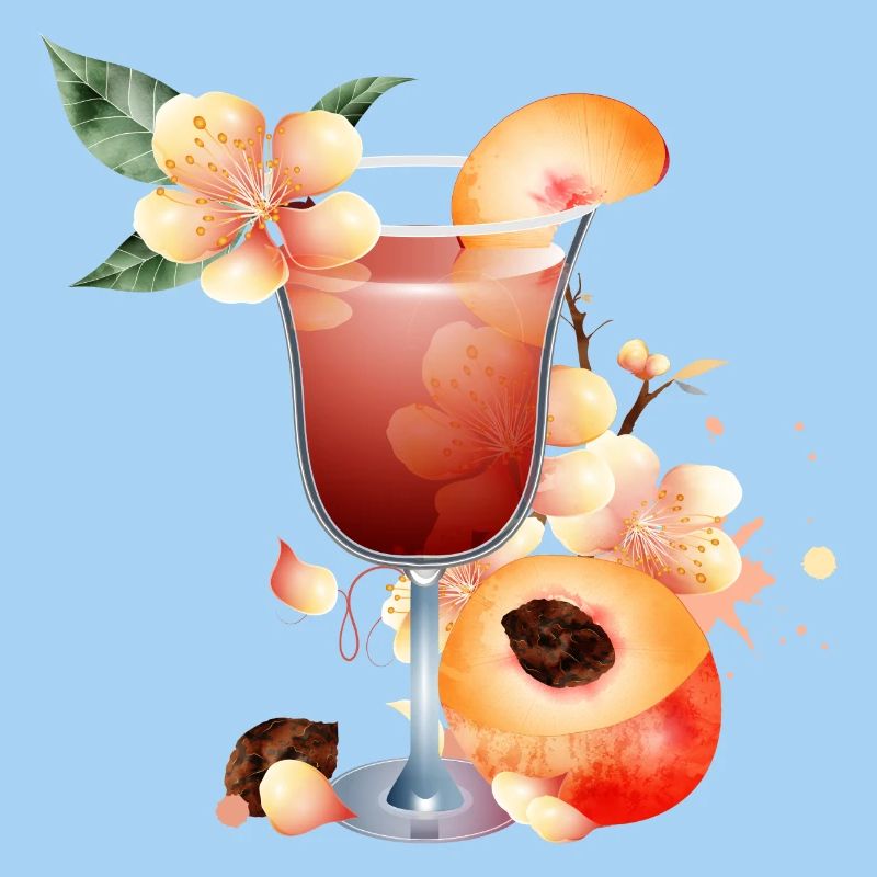 Cocktail à la moitié de pêche et aux fleurs de pêcher