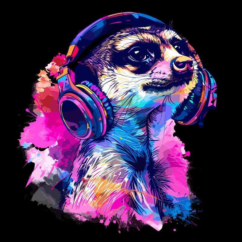 Erdmännchen Erdhündchen Scharrtier mit Kopfhörer