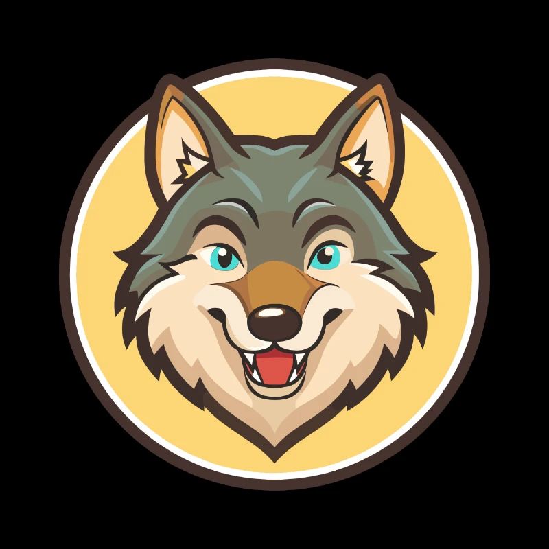Wolf Kawaii Cartoon Figur Tier Haustier Gesicht