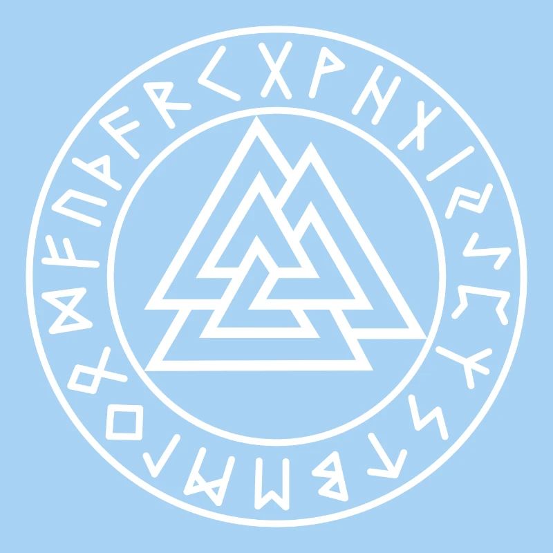 Valknut white rune circle