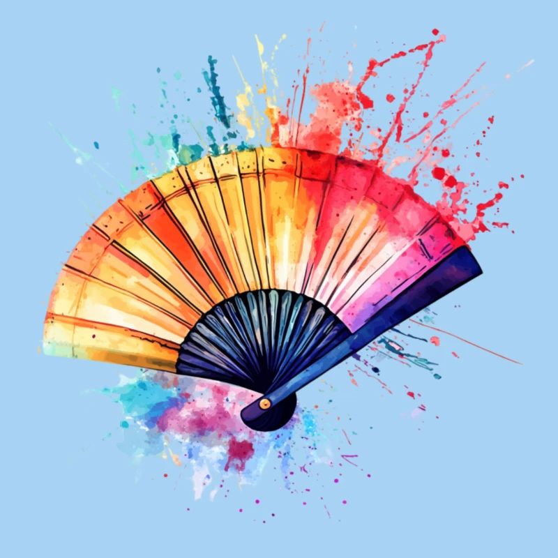 Lebendiger Aquarell-Fächer