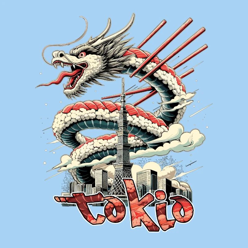 Sushi Drache Tokio Geschenk