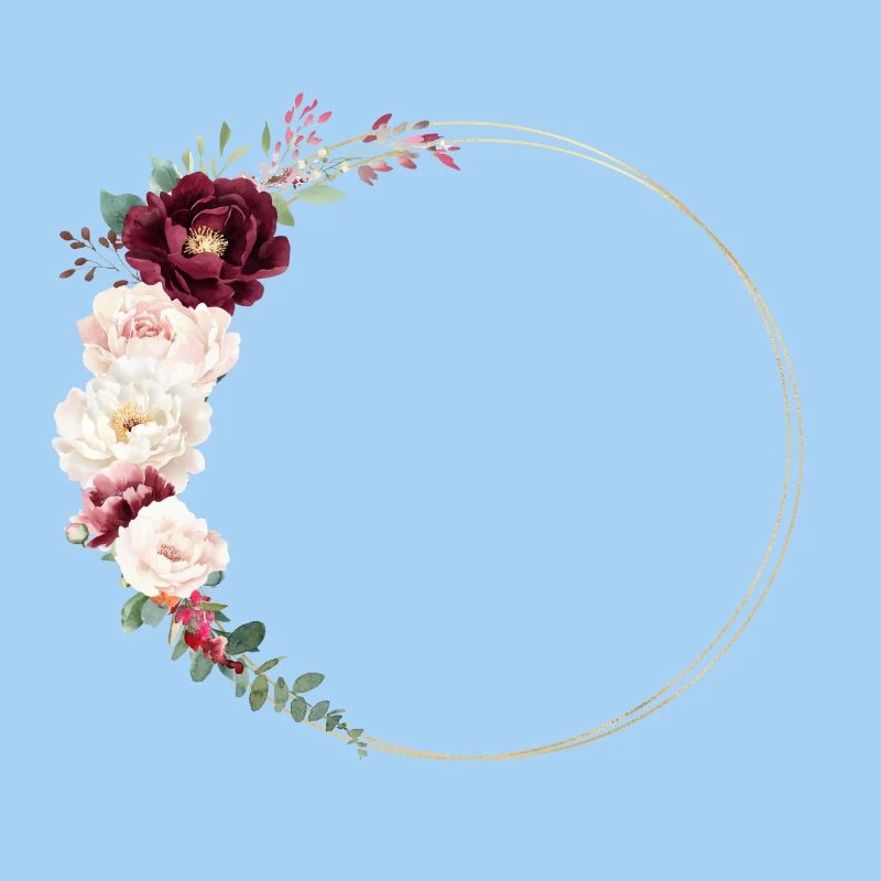 Bourgogne, Blanc, Rose, Couronne de fleurs, Personnalisable