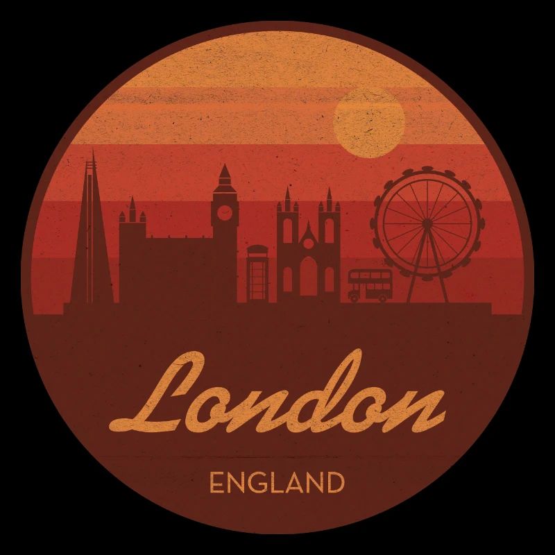 London's skyline in retro sunset