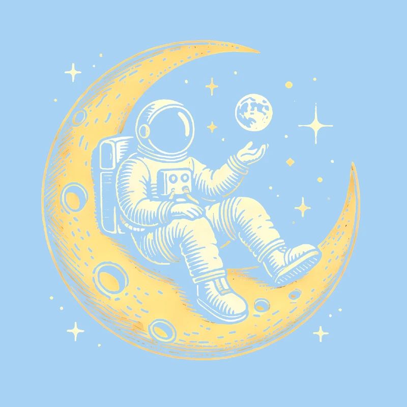 Chill Astronaut on Crescent Moon