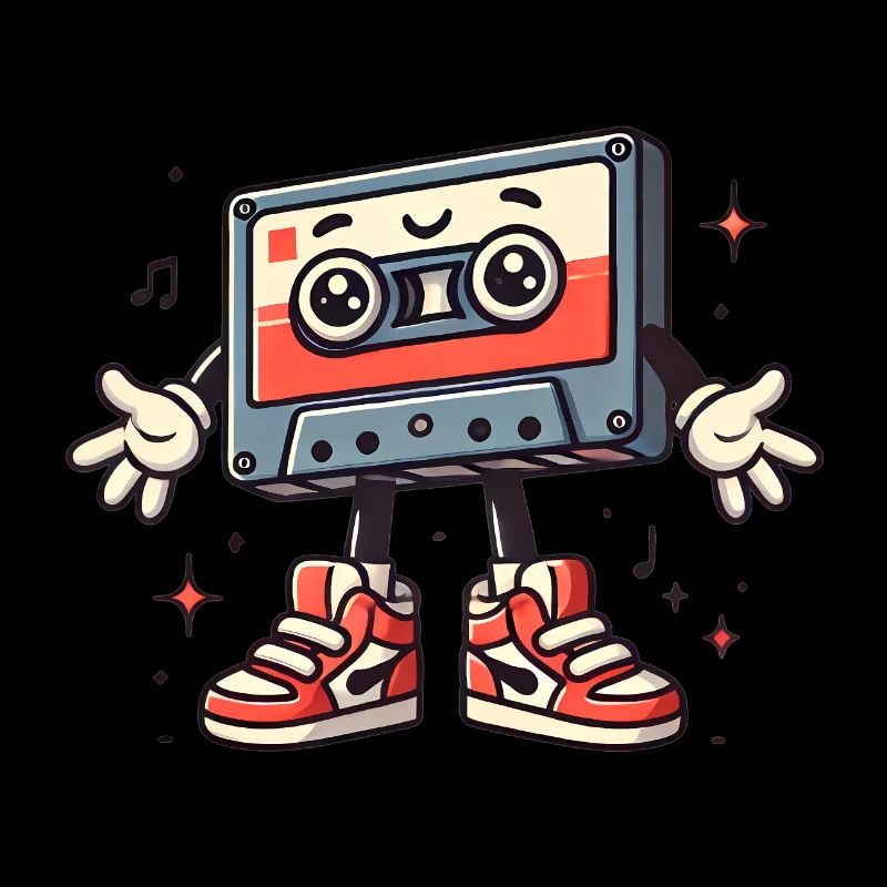 Retro Cassette Character Cartoon