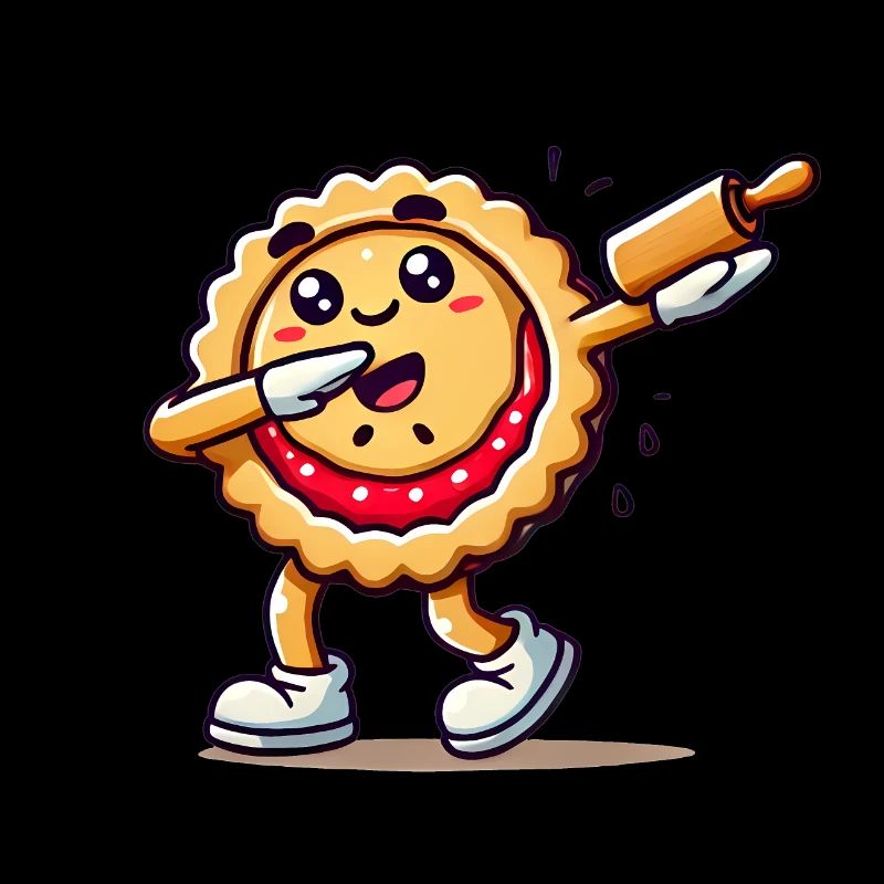 Dabbing Pie Cartoon mit Nudelholz