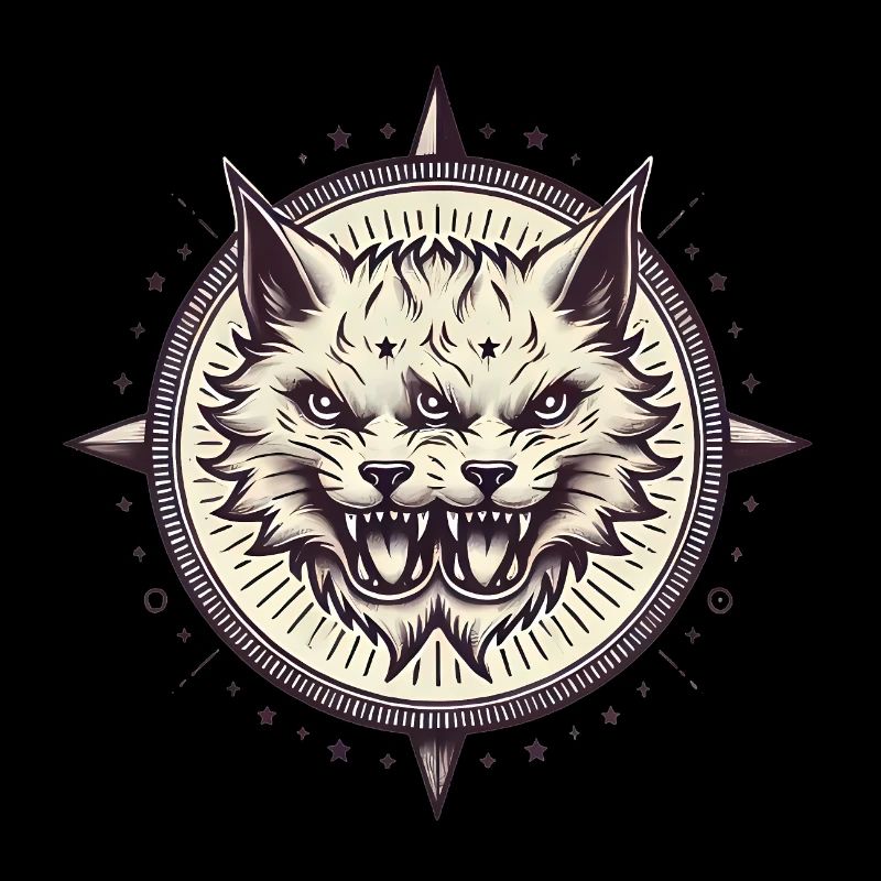 Doppelköpfiges Gothic Katze Emblem
