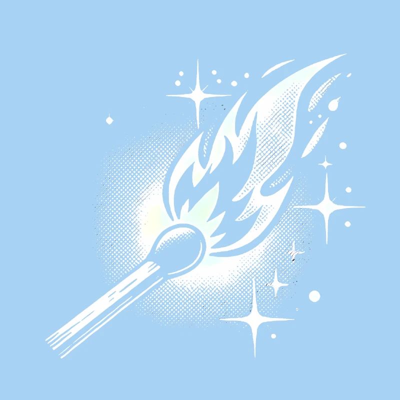 Retro Halftone Matchstick Flame