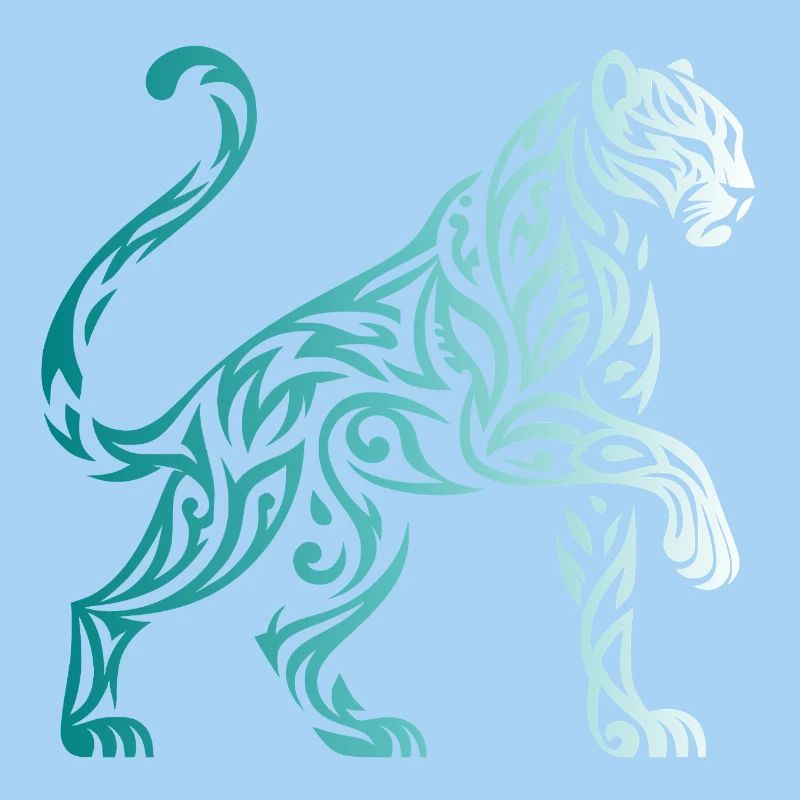 Tribal Panther Gradient Blue White