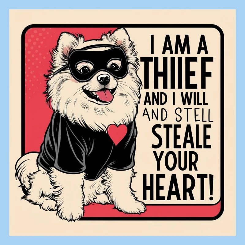 Pomeranian Dog "I am a thief"