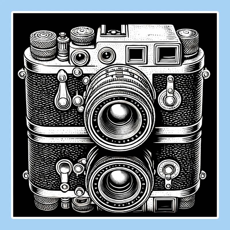 Vintage Camera Engraving Style