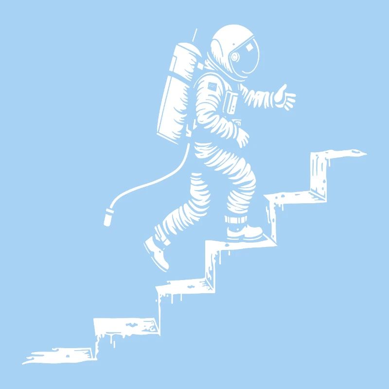 Astronaute dans les escaliers style spatial