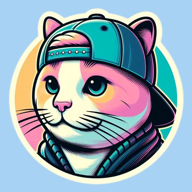 Katze mit Kappe in Pastell