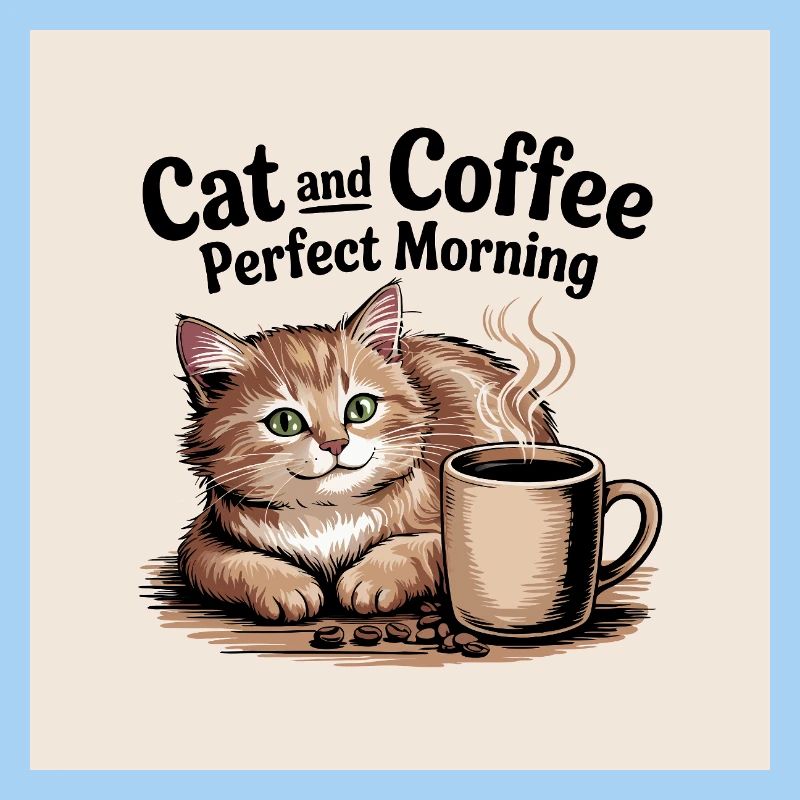 Katze und Kaffe ist ein perfekter Morgen