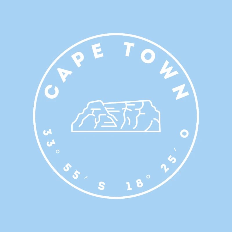 Cape Town with Table Mountain and coordinates