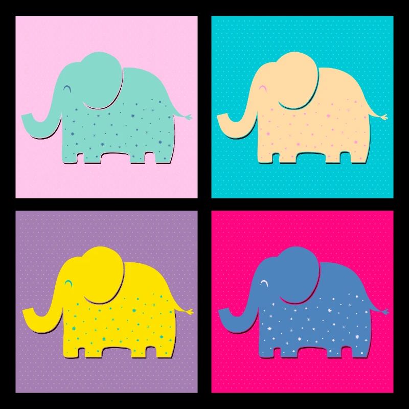 Elefanten (Quadrate, Pop Art)