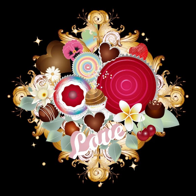 Pralinen im Ornament-Design mit zarten Blüten