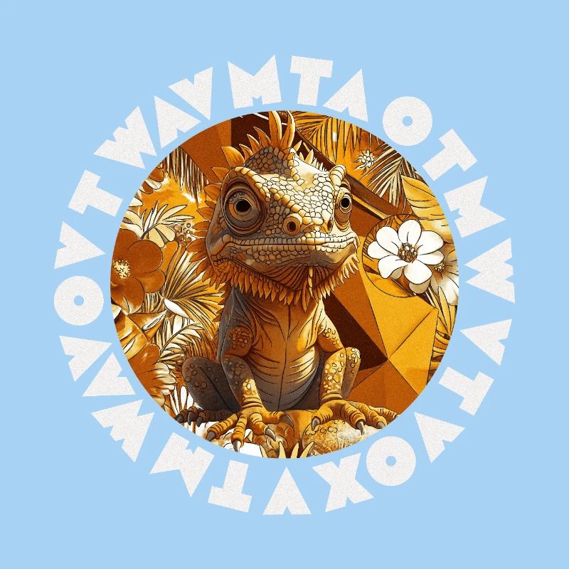 Tropical Chameleon Stylized Exotic Graphic