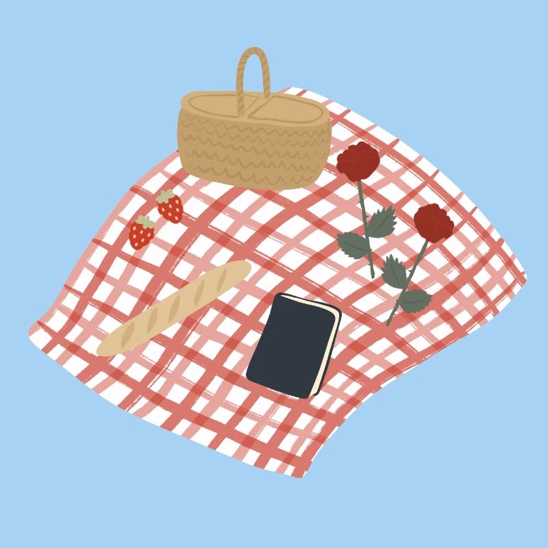 Rustic Picnic Scene Illustration