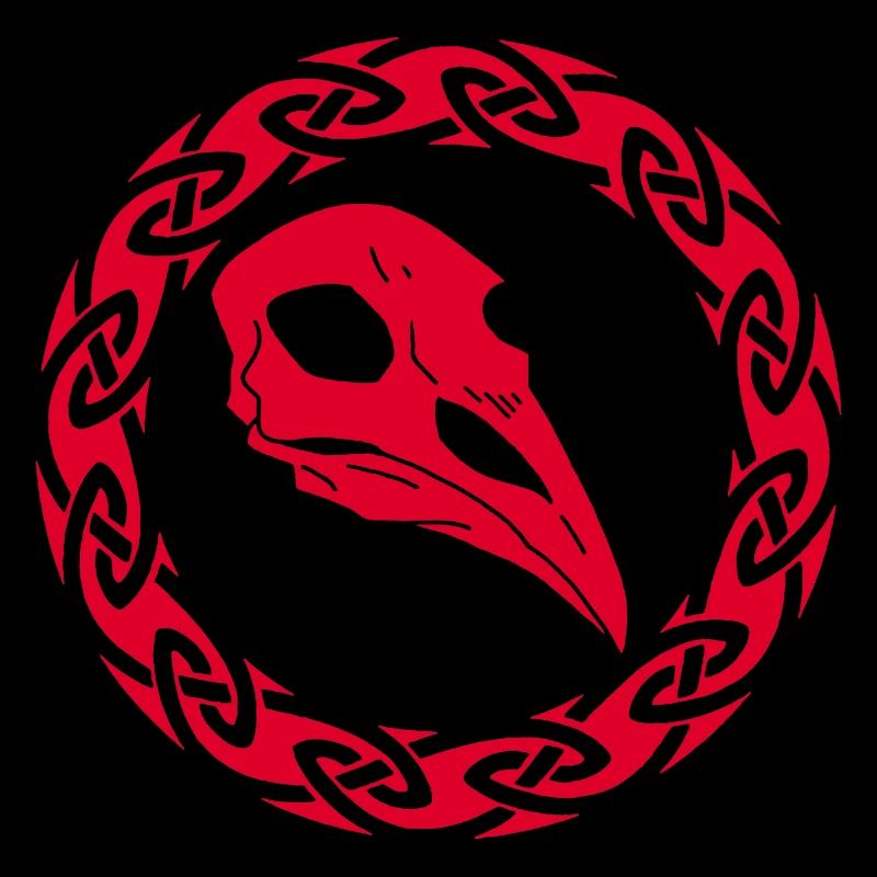Crâne de corbeau viking rouge