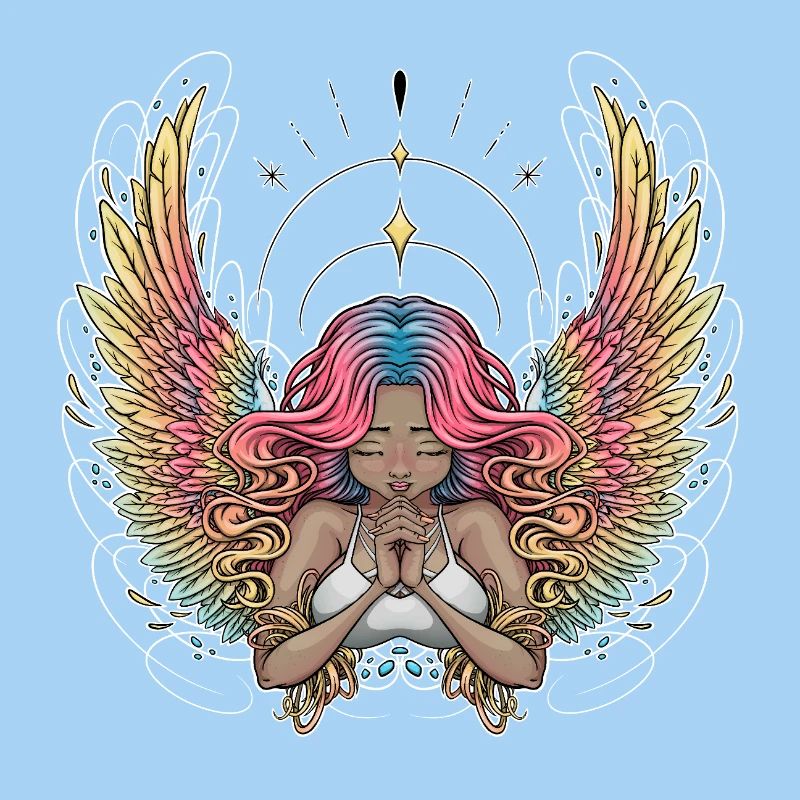 Serene Winged Dreamer Illustration