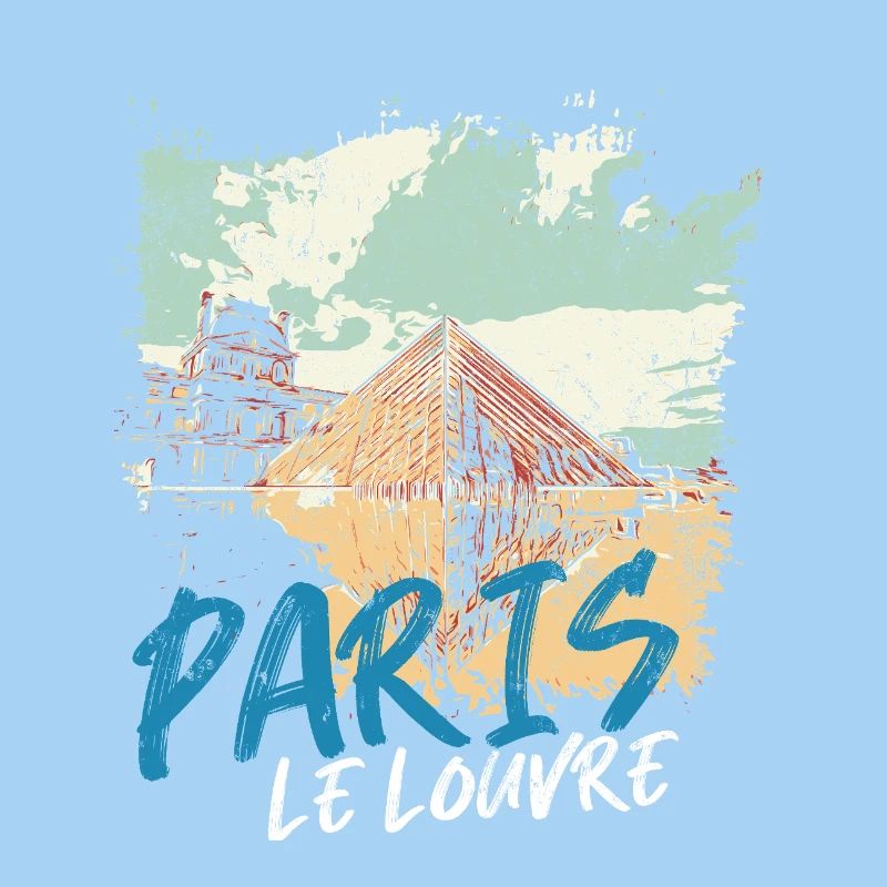 Louvre Pyramid and Paris Monuments