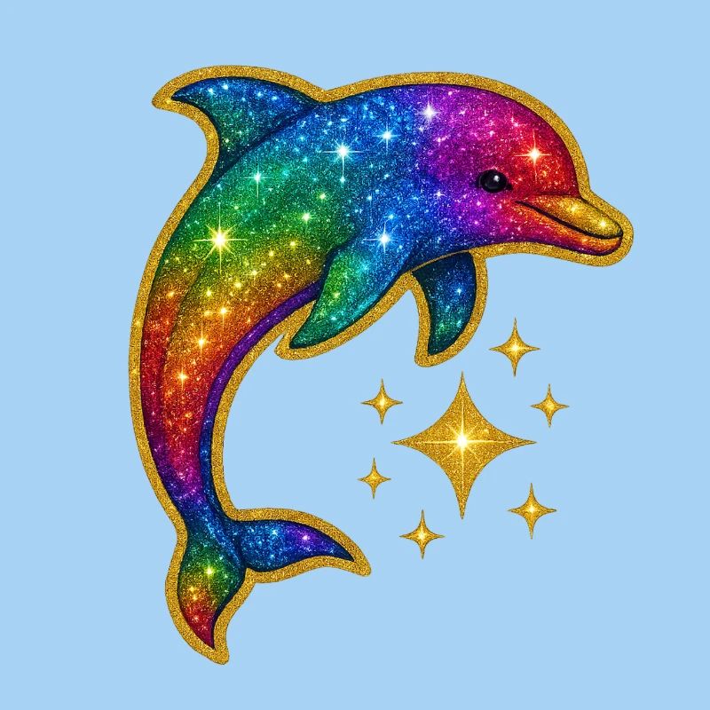 Regenbogen Glitzer Delfin