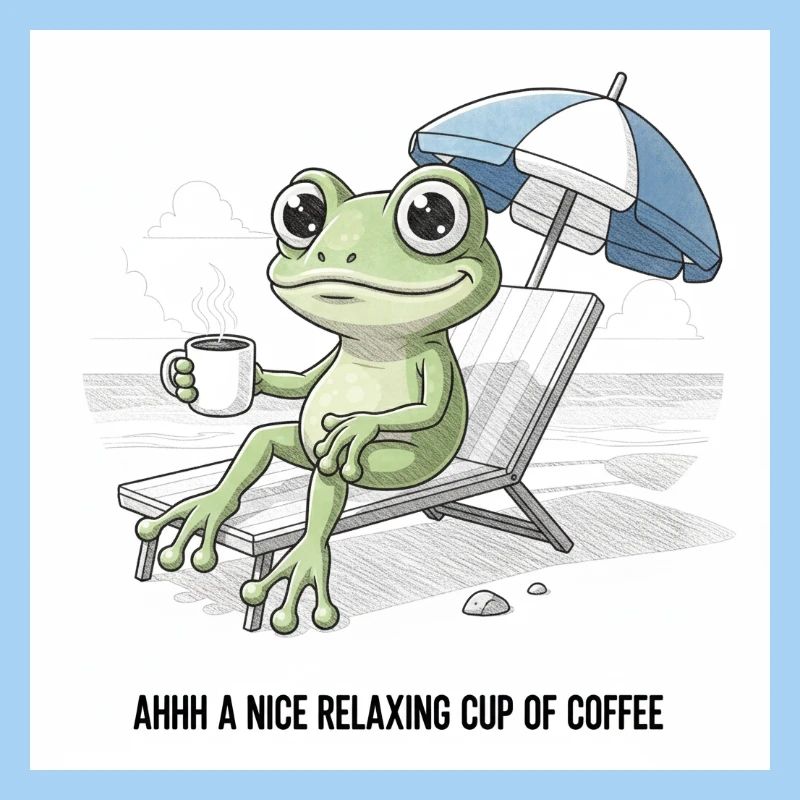 Frosch Strand Kaffee Chill