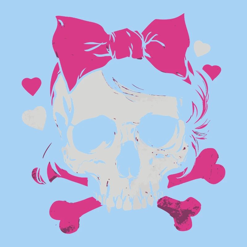 Pink Skull with Braids and Bows
