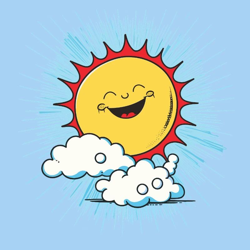 Smiling sun above clouds