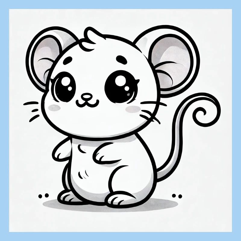 Kawaii Mouse Black White